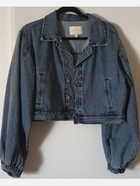 Madden Girl Women's Cropped Denim Jacket - Blue